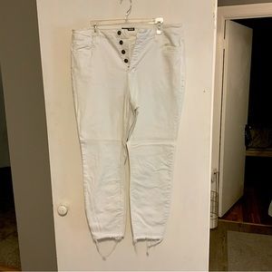 White button up denim jeans